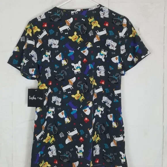 Tasha & me  dog print scrub top - Picture 2 of 6